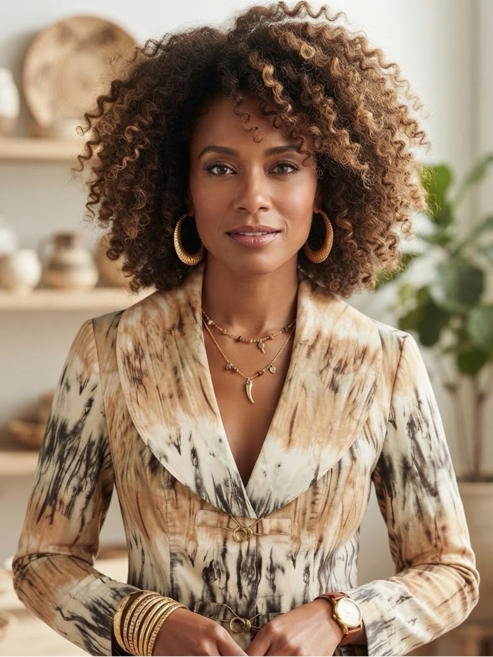 Y2K Women's Two-Tone Brown & Tan Wrap Blazer Jacket